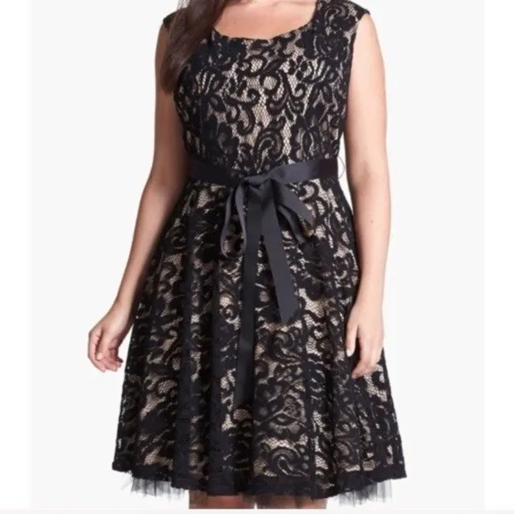 Betsy & Adam Elegant Black Lace Dress - Image 2