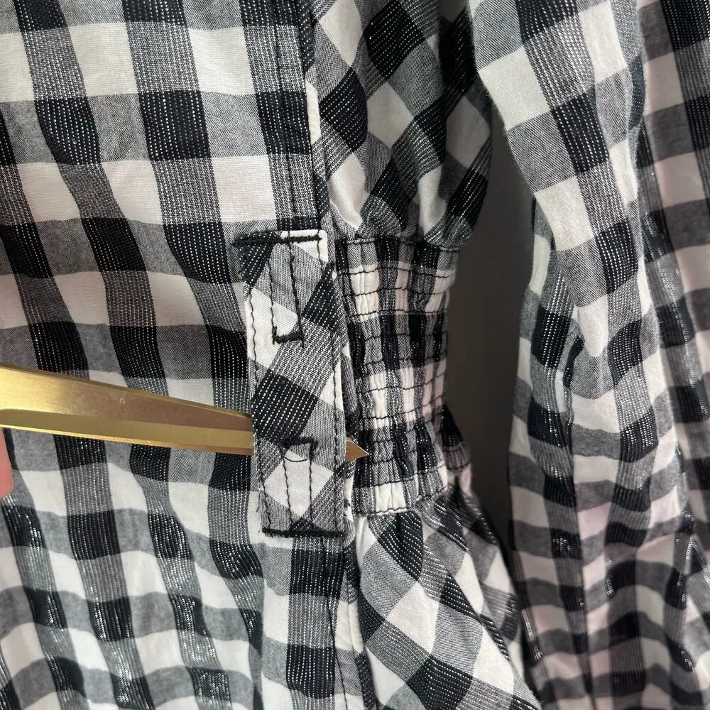 COOGI Shirt Dress Size Large Buffalo Check Plaid W&B Silver Logo Zippers Checked - Image 4