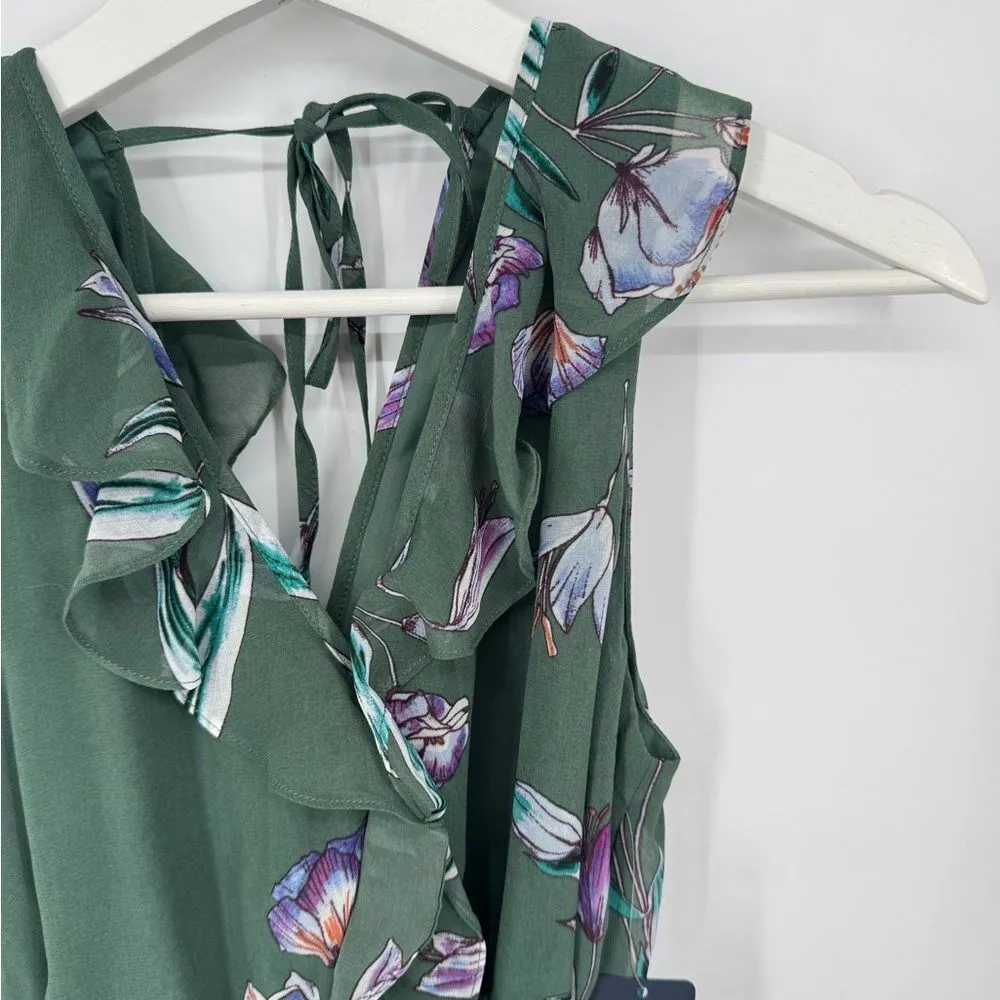 Rachel Roy Green Floral Dress July Sage‎ Combo High Low Hem Medium NWT - Image 4