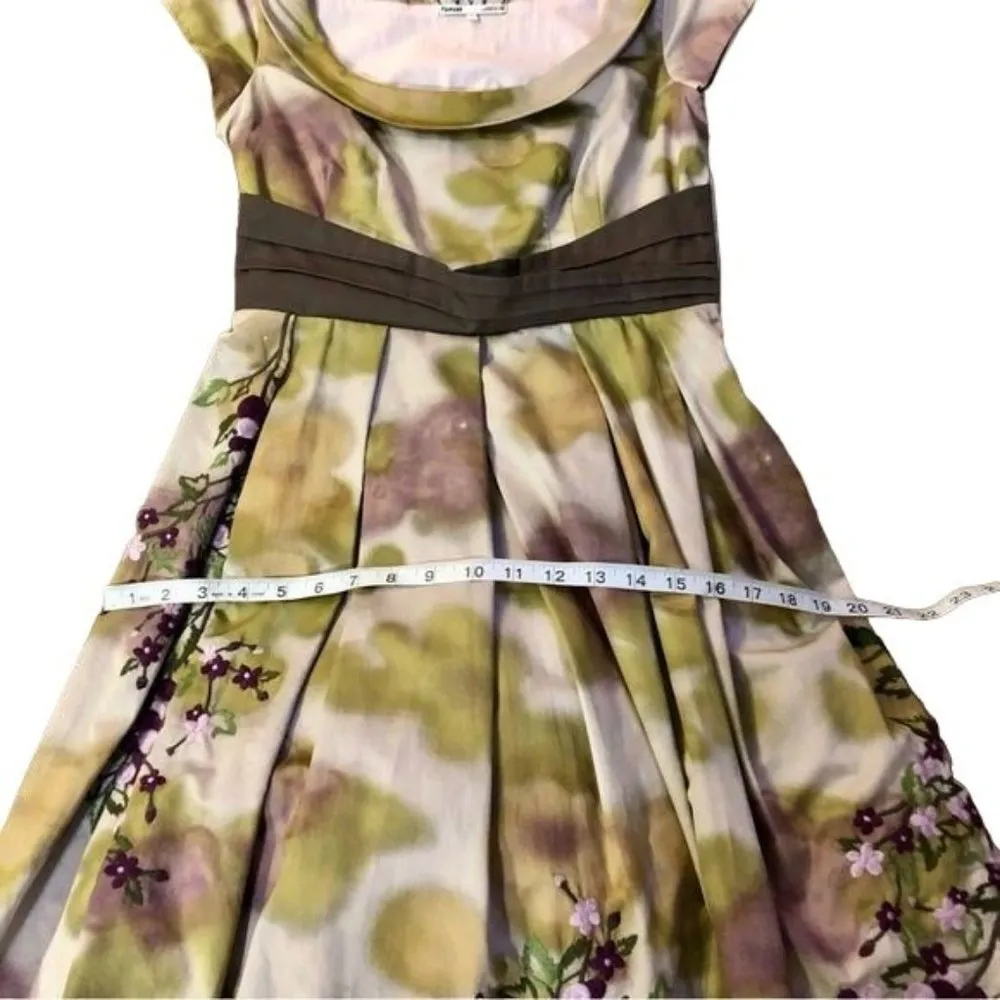 Anthropologie Floreat Travessia Dress Womens 4 Used Tulle Skirt Purple Green - Image 10