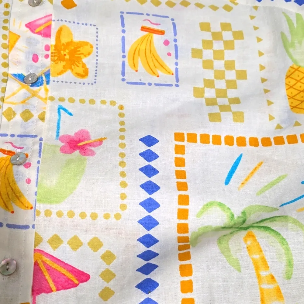 Calypso St. Barth button-down beach blouse with beach print - Image 8