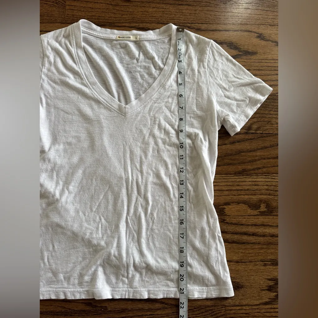 Marine layer   Short sleeve V-neck fitted Tshirt Cotton modal blend small white - Image 3