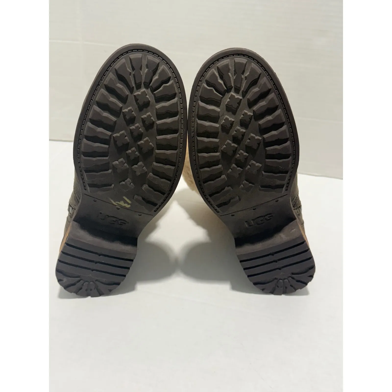 UGG Blayre Leather‎ Shearling Moto Boots Brown Buckle Ankle Winter Boots US 9.5 - Image 4