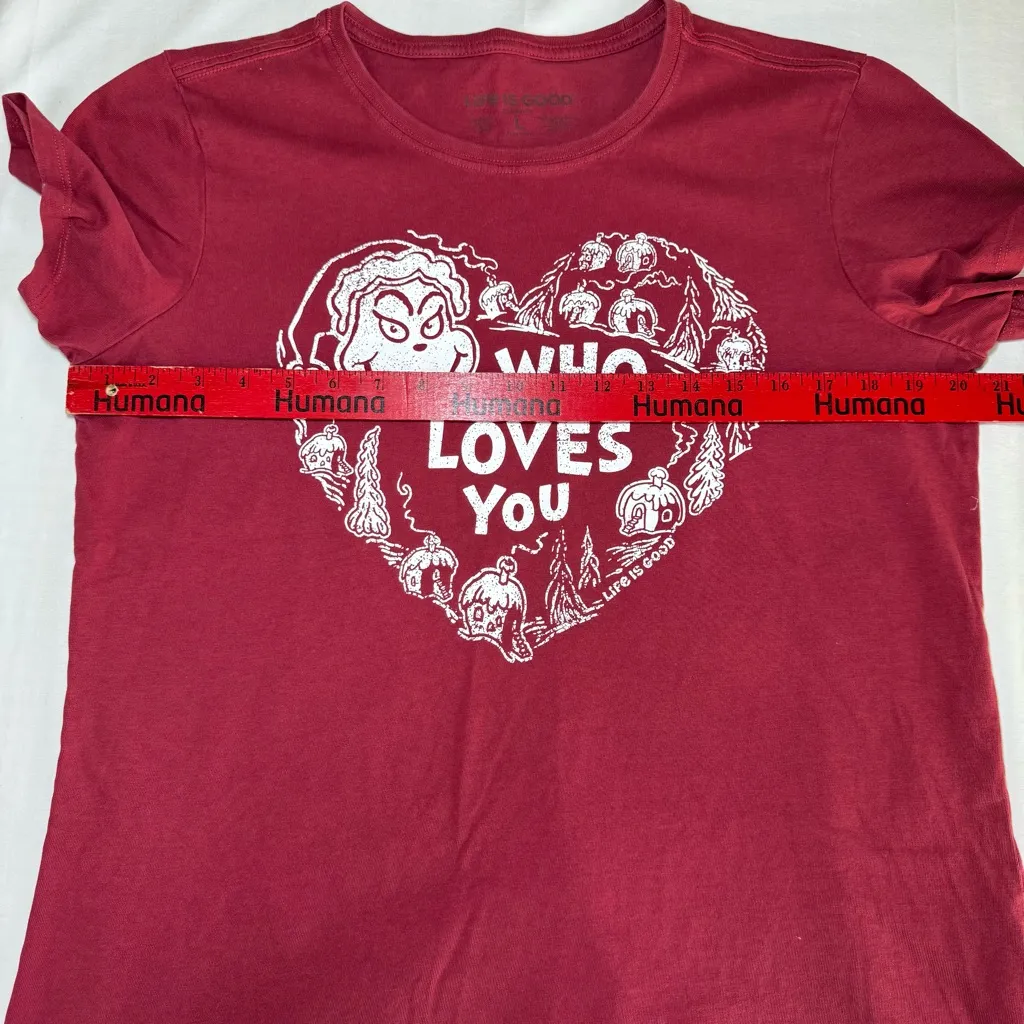Life is Good Women’s Size Large Crusher Short Sleeve Tshirt Grinch Who Loves You - Image 4