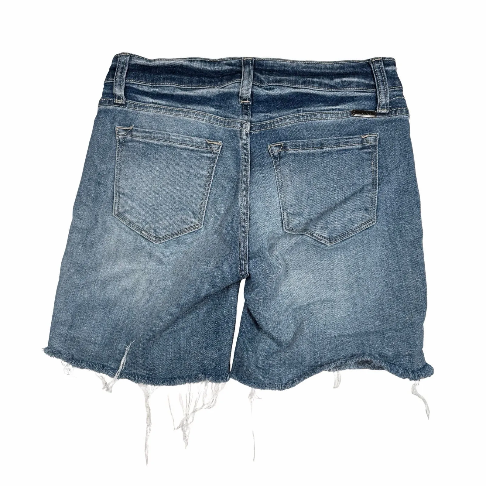 Kancan Denim Shorts Women's Size Small 27x6 Distressed Ripped Raw Hem Low Rise Blue - Image 2