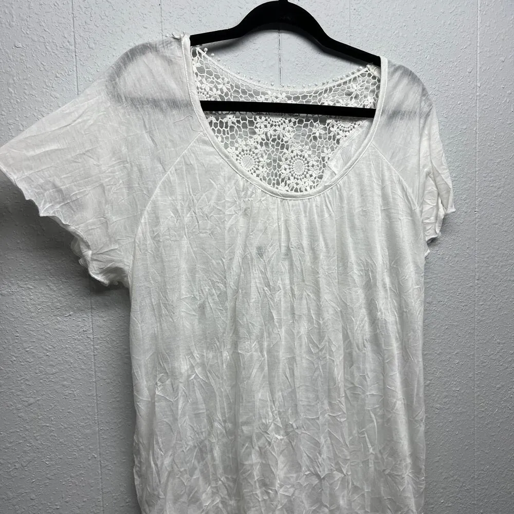 French Laundry Womens Top 1X Lightweight Lace Crinkled Boho Beachy Cottagecore - Image 4