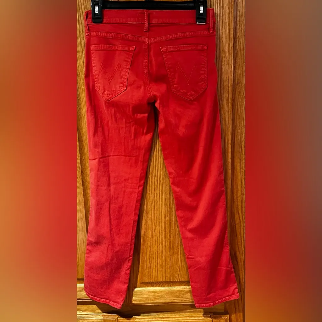 MOTHER The Rascal Cuff Premium Stretch Denim Jeans in Rambutan Red Size 27 - Image 15