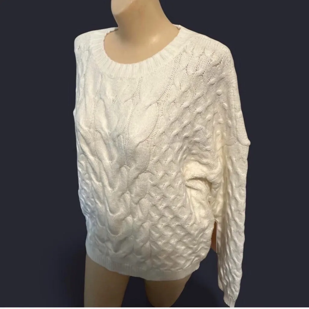 Cyrus White Cable Knit Sweater - Image 3