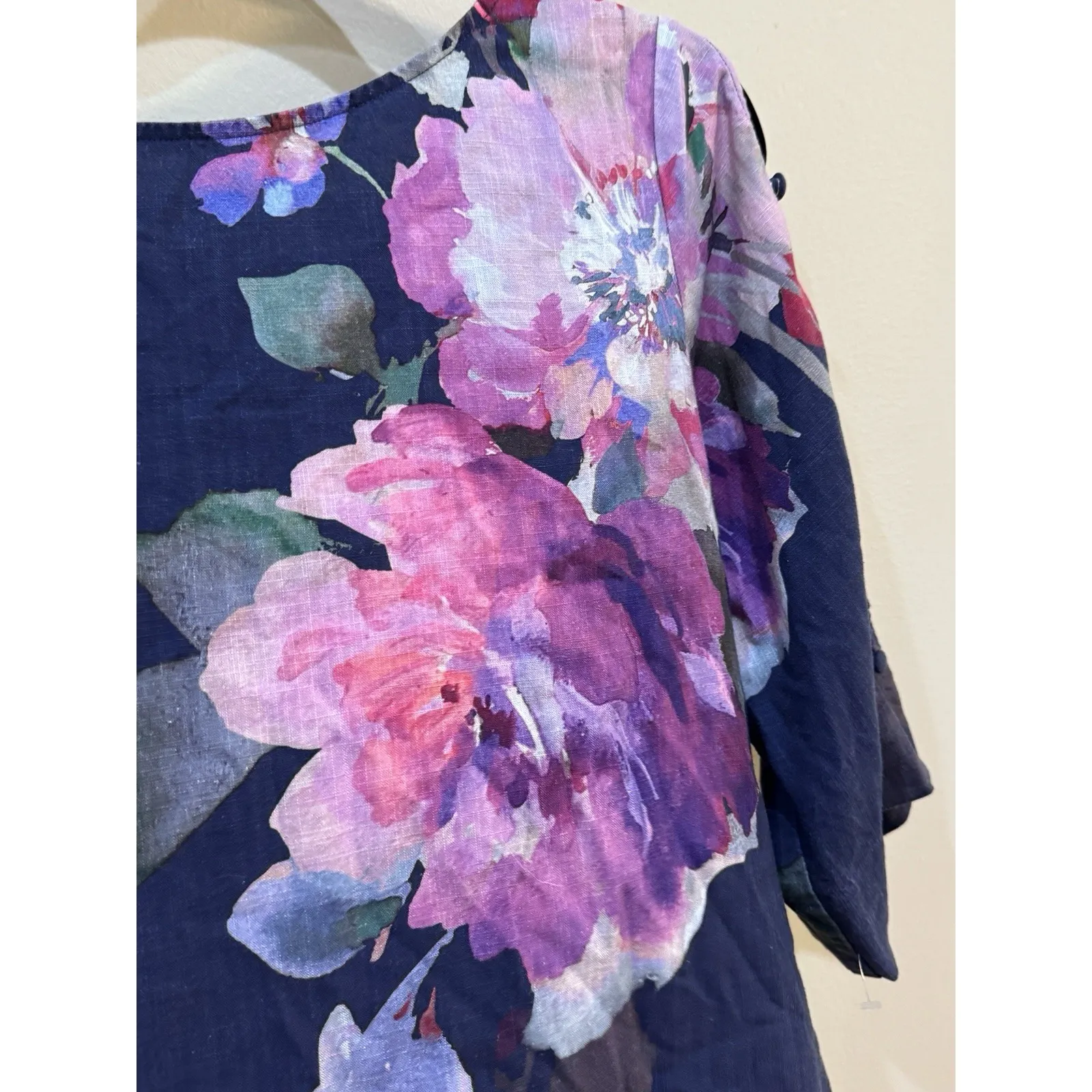 Soft Surroundings Lizette Top And Matching Pants Size Medium Petite Linen Floral - Image 3