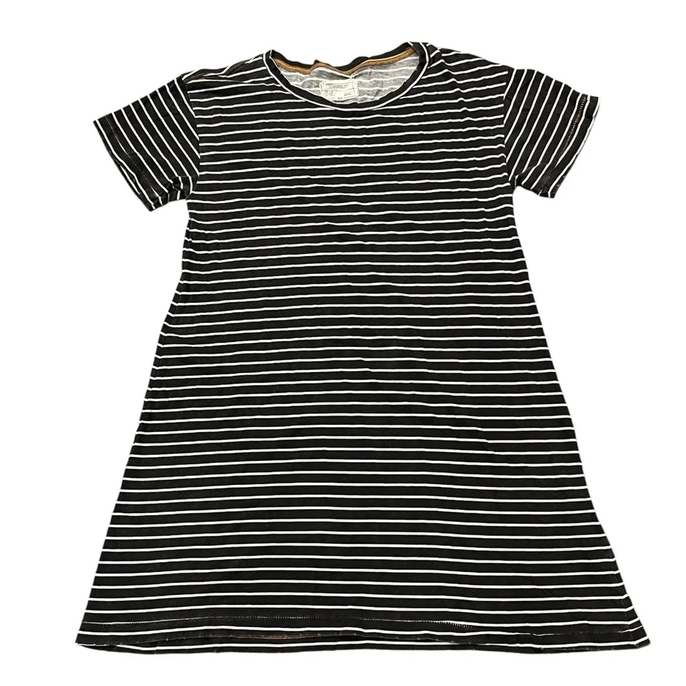 Current/Elliott Reverse Oakland Black & White Stripe Knit Tee Dress size Large - Image 5