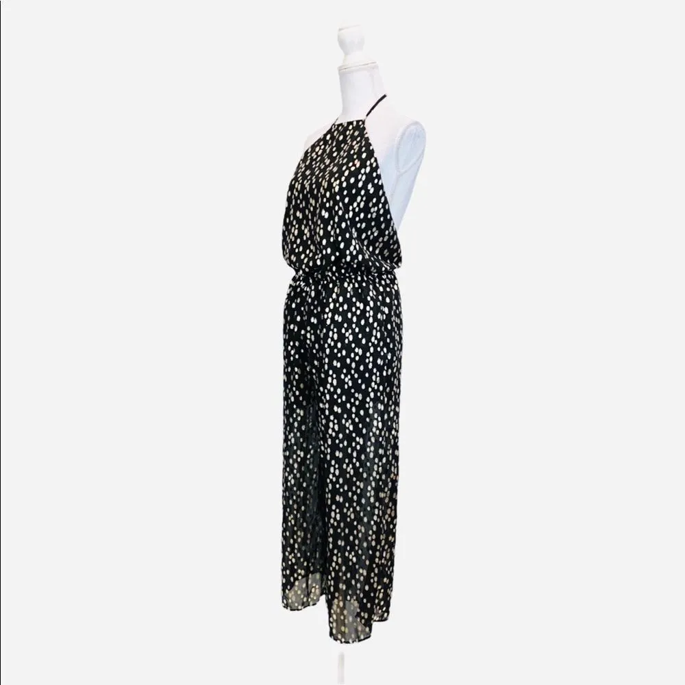 June and Hudson Halter Black Gold Dots Jumpsuit - Image 4