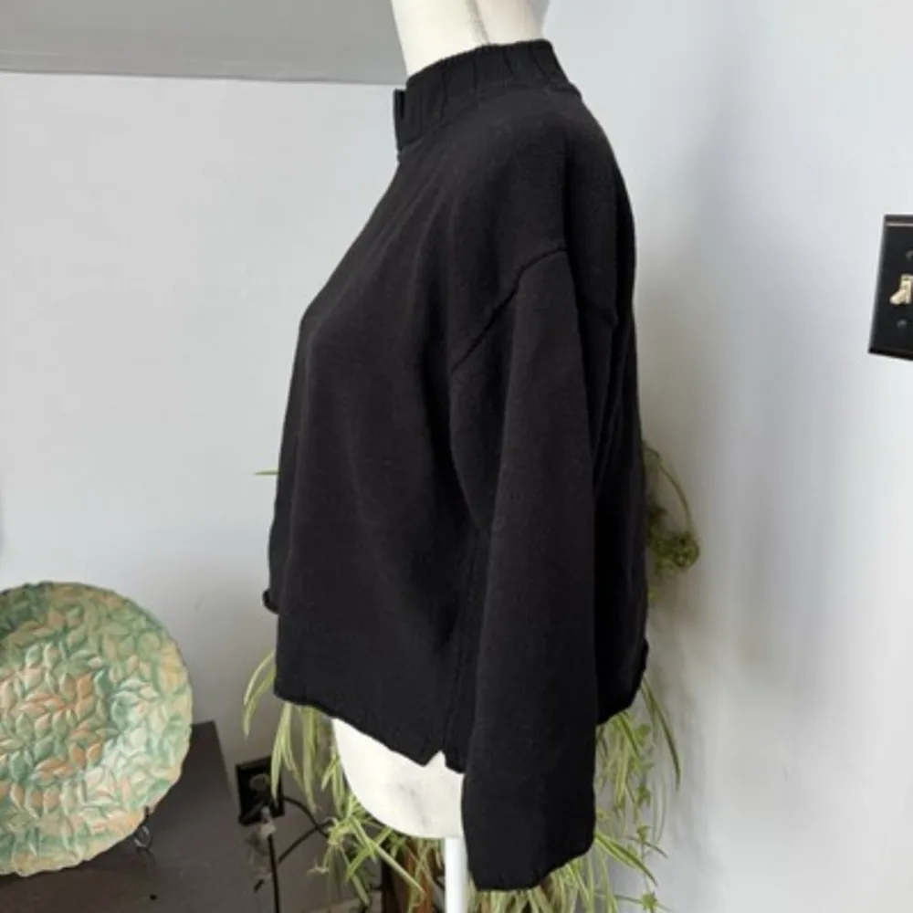 Margaret O’Leary Wool Blend Boxy Split Mock Neck Pullover Sweater Size 2 Minimal - Image 3