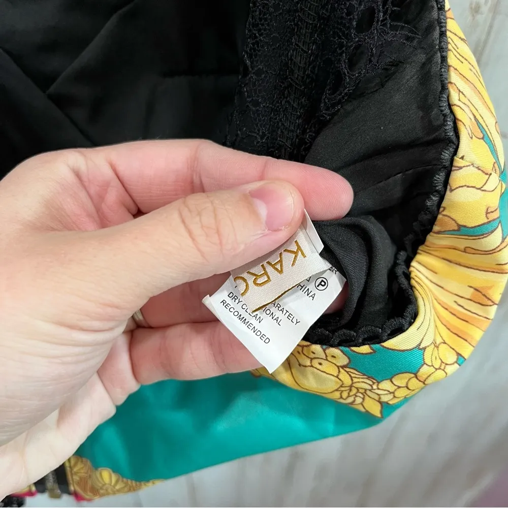 Karolina Boho Chic Cropped Bustier Padded Top Sexy Satin Lace Size M - Image 3