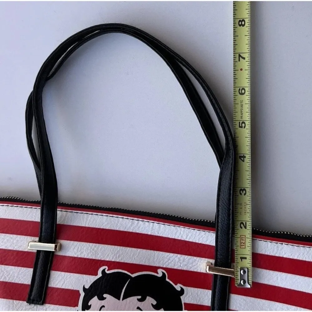 Vintage Betty Boop Women's Ladies Handbag Shoulder Bag Purse Striped Red White - Image 6