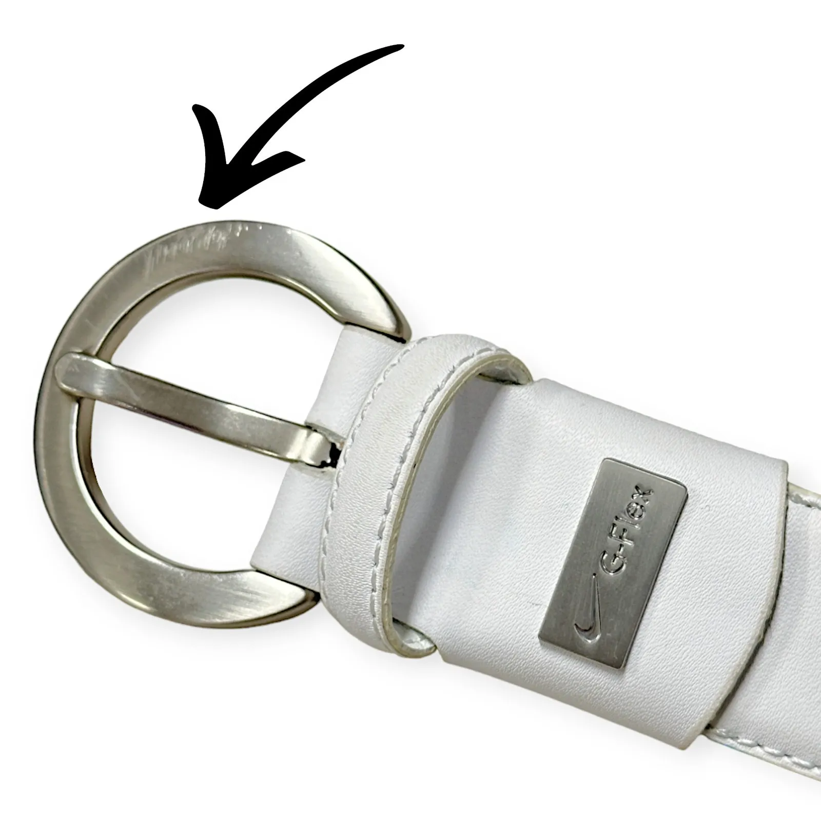 Nike Golf | S | Women's E.86 G-Flex Leather & Brushed Silver Buckle Harness Belt - Image 12