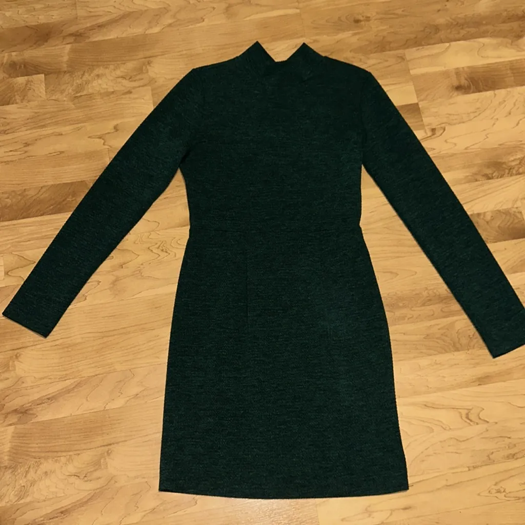 Every Forest Green waffle knit Mini‎ Dress long sleeve size small - Image 4