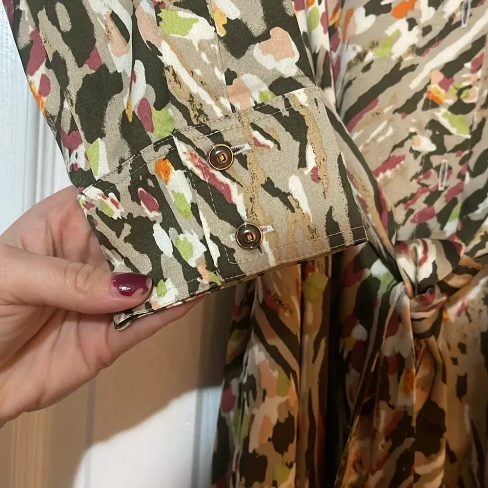 Chico's Maxi Shirt Dress Utility Satin Animal Print Silky - Image 6