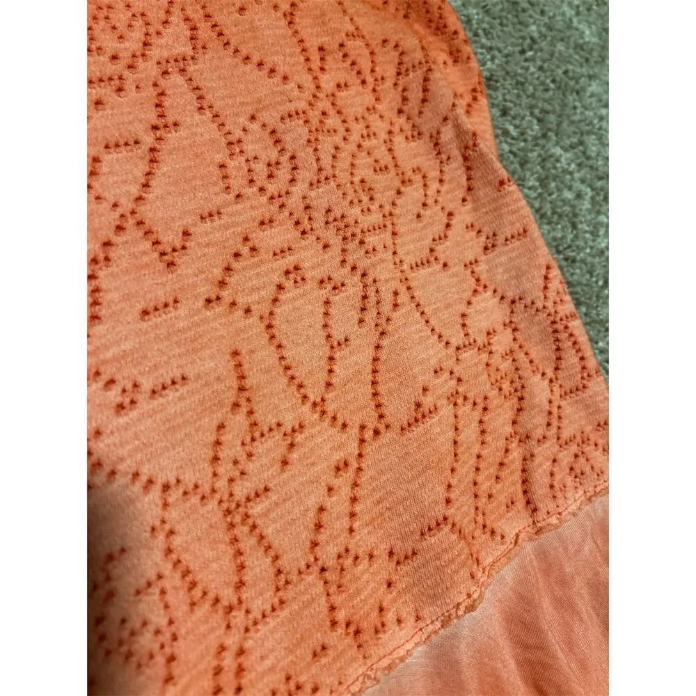 Free People Women's Orange Tie Dye Perforated Tank Top Size Standard S - Image 5