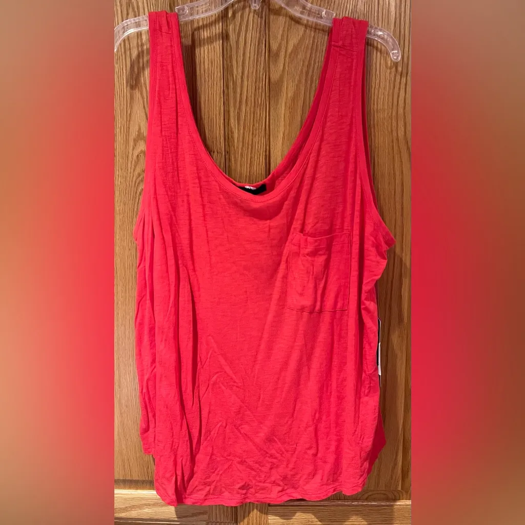 Gibson x Hi Sugarplum! Summerland Scooped Neck Pocket Tank Top Hot Orange Sz‎ 2X - Image 5