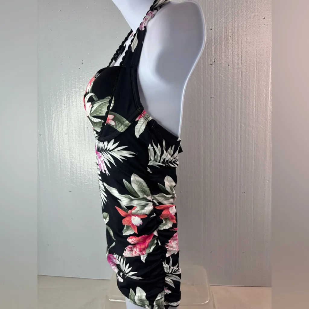 Tommy Bahama S Ginger Flower Underwire Tummy Control Halter Tankini Swim Top - Image 4