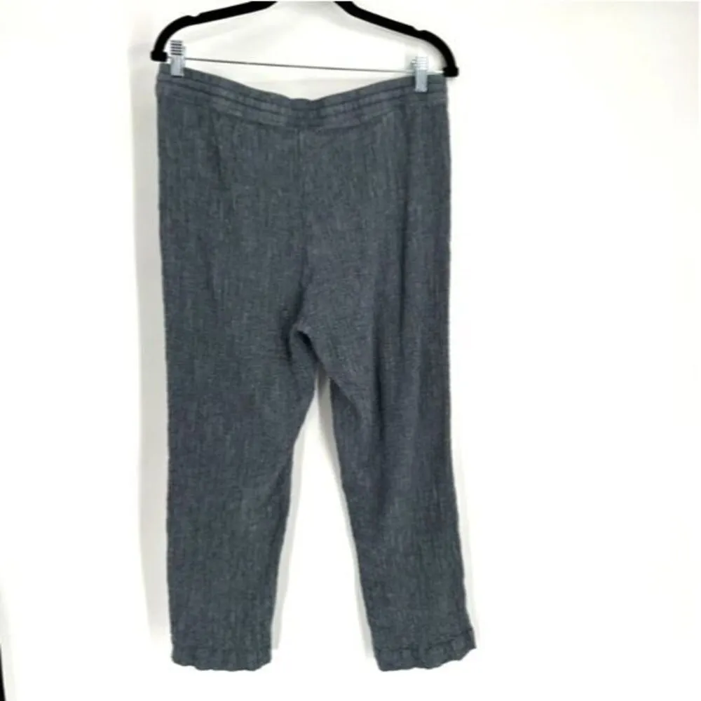 Pure Jill Women's Linen Blend Flat Front Crinkle Crop Pants Charcoal Gray Medium - Image 3