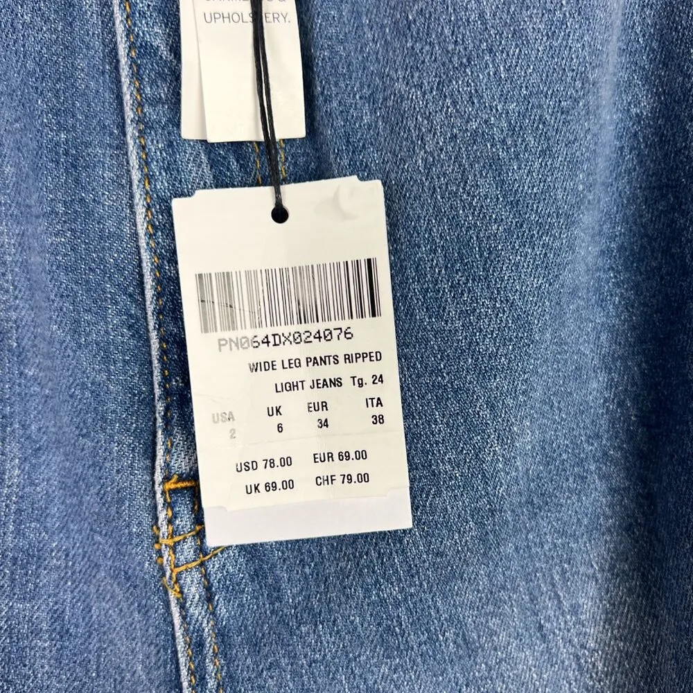 NWT Subdued Wide Leg Jeans Ripped Distressed High Rise Size 2 NEW Blue - Image 5