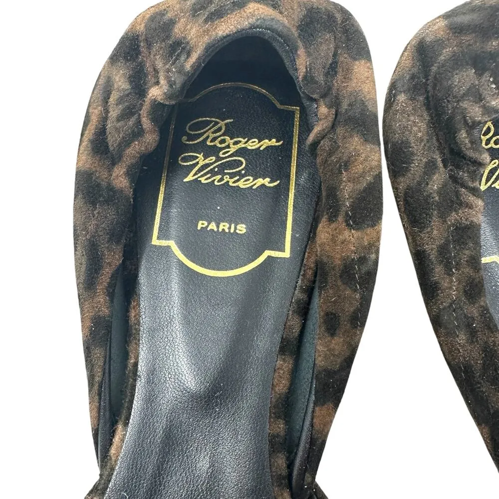 Roger Vivier Chips Ballerinas Shoe Flats Leopard D'orsay Black Brown 39.5 US 9.5 - Image 10