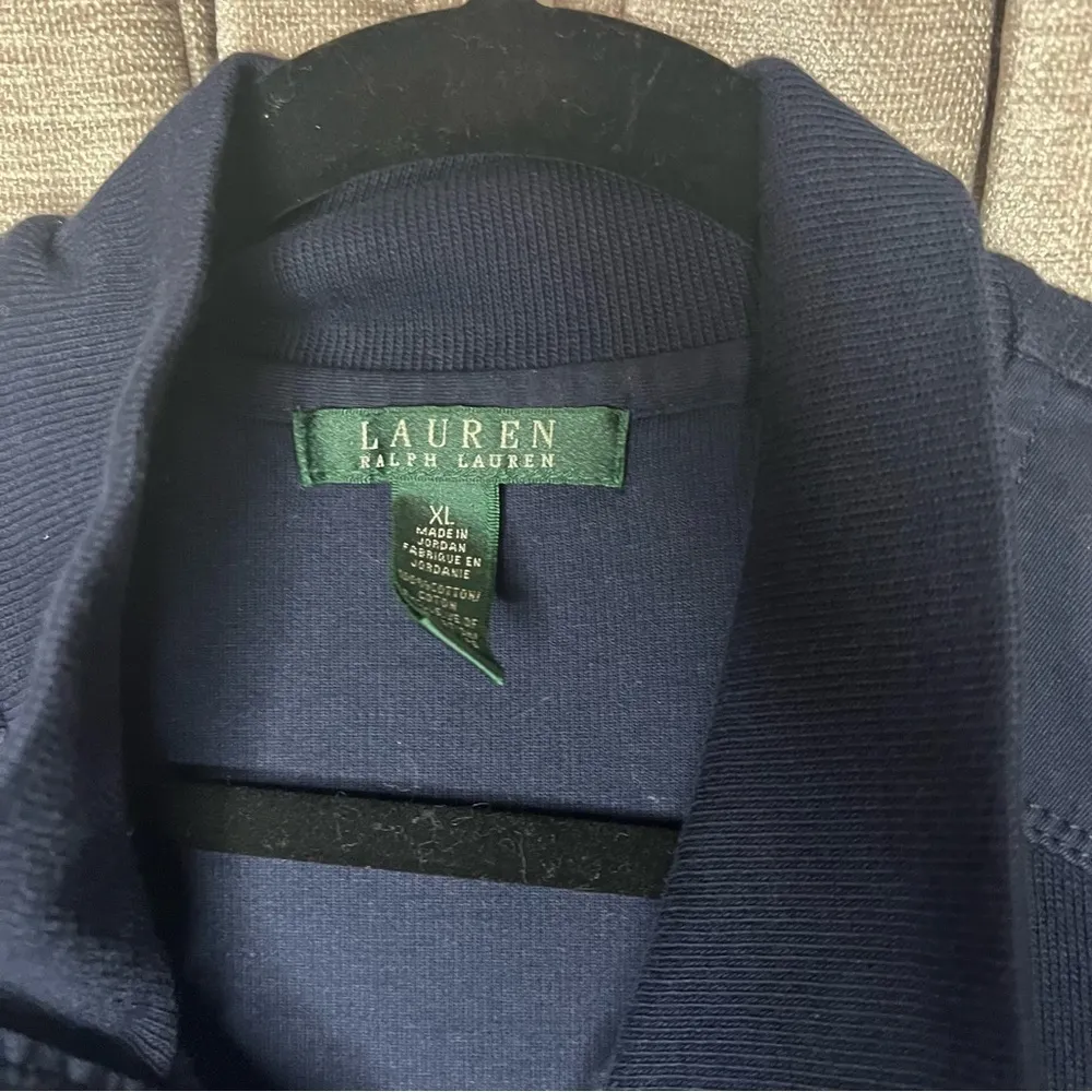 Lauren Ralph Lauren Blue Knit Collared Quarter Button Up Shirt Size Extra Large - Image 4