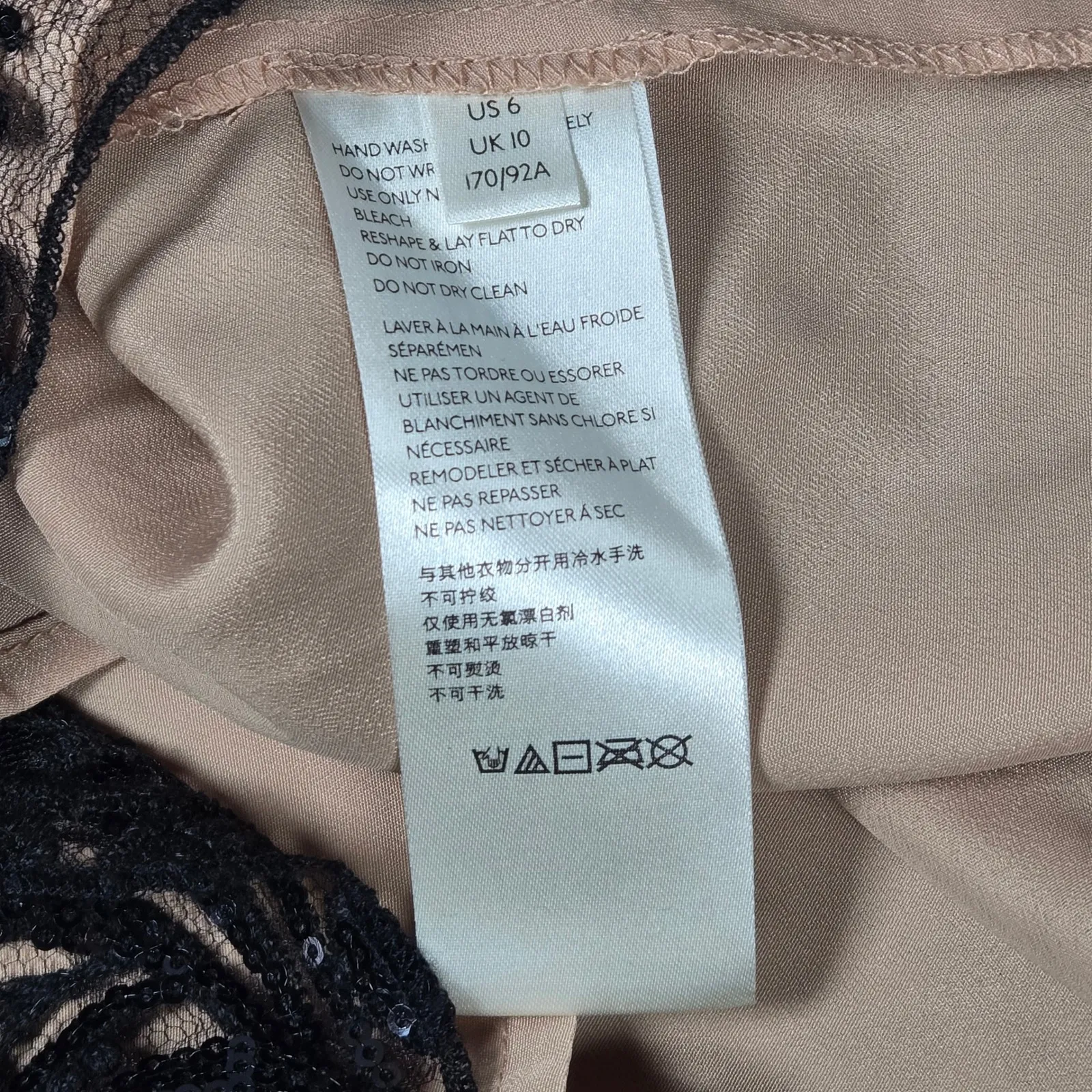 Free‎ People Black Night Shimmer Mini Dress Sequin Lace V Neck Size 6 OB553497 - Image 4