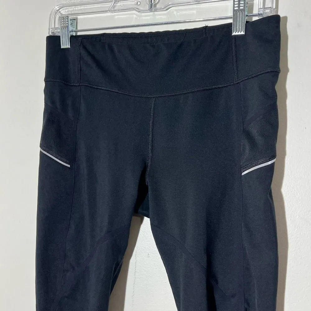 Athleta Stride Capri Leggings Black Reflective Accents Size M Athleisure - Image 2