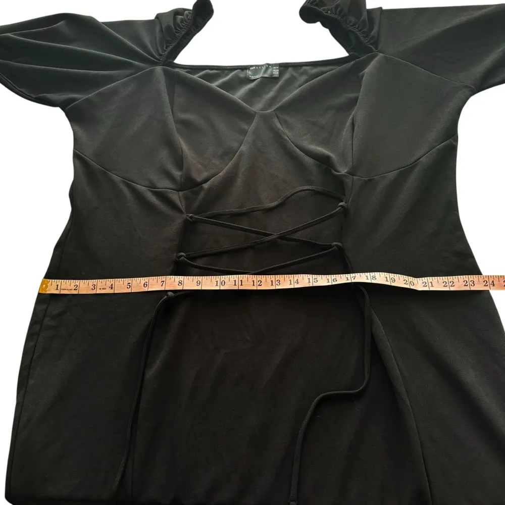 ASOS CURVE Plus Size 22 Black Lace Up Corset Midi Dress Sweetheart Neck Long LBD - Image 12