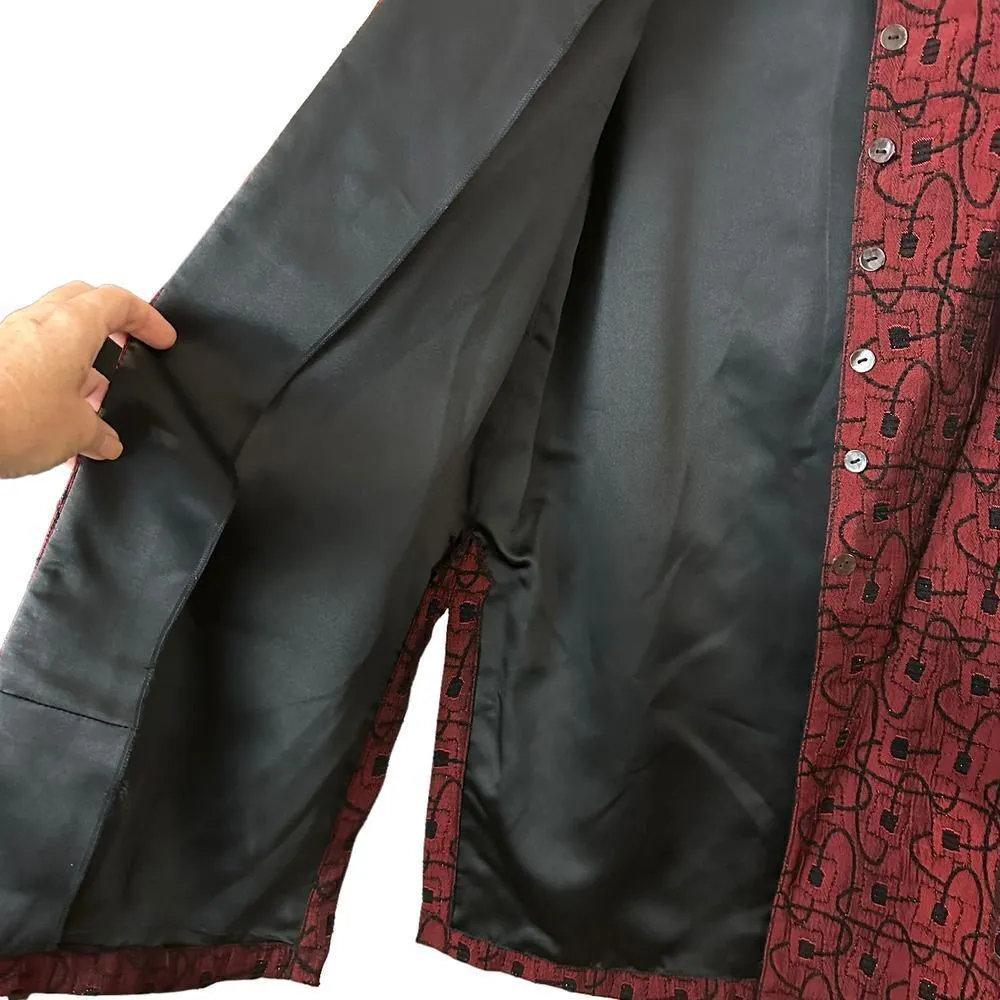Vintage Chico's Design Red-Black Button Down Coat - Image 3