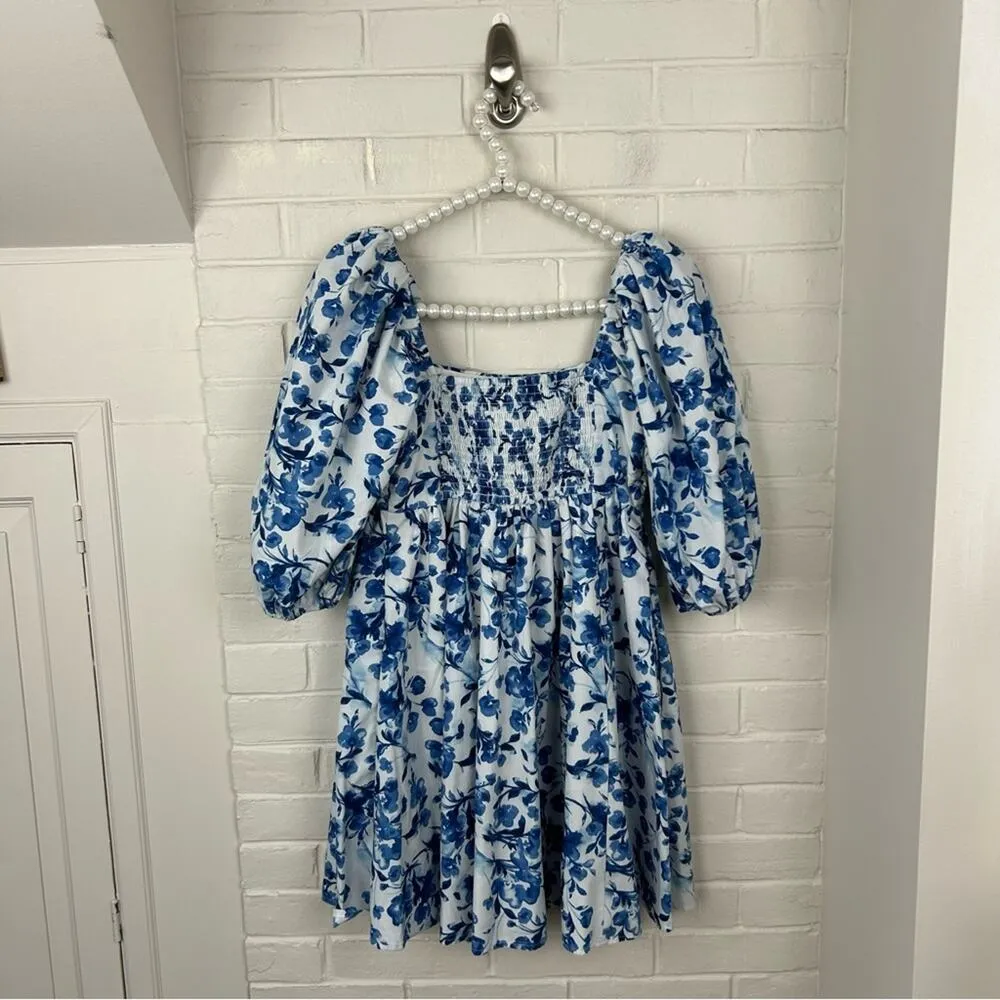 Abercrombie & Fitch Emerson Poplin Blue Floral Puff Sleeve Mini Dress Size S - Image 12