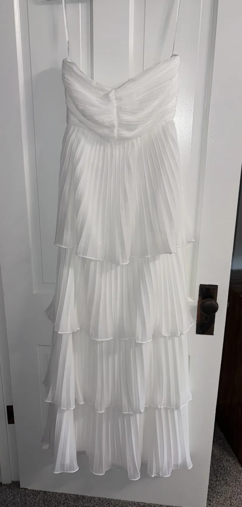 Lulus Maxi Dress White Tiered Size Medium New With Tags  - Image 3
