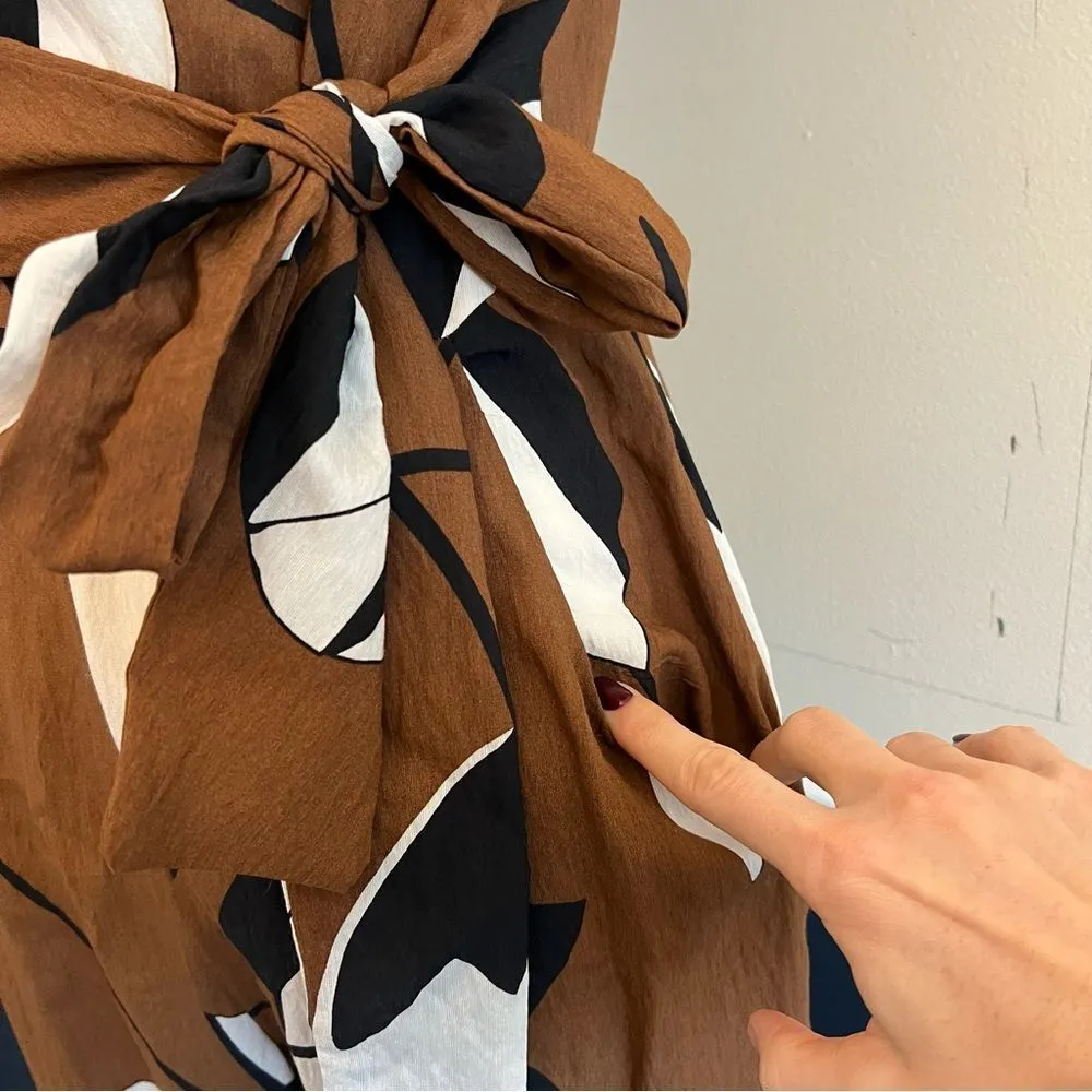 Anthropologie Eva Franco Miranda Tulip Floral Jumpsuit Size 4 Short Sleeve Brown - Image 9