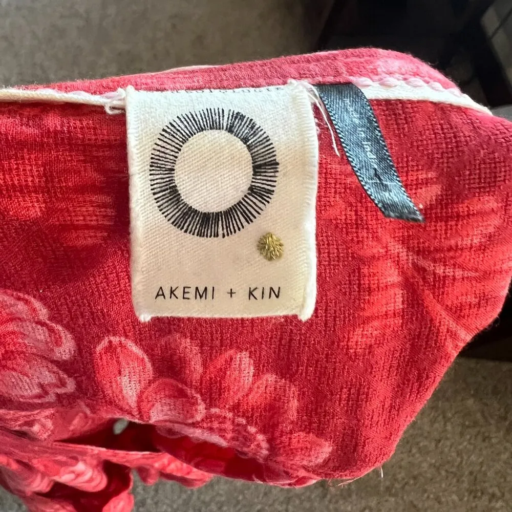 Anthropologie Akemi and Kin Floral Red Long Sleeve Shirt Top Blouse Xsmall - Image 7