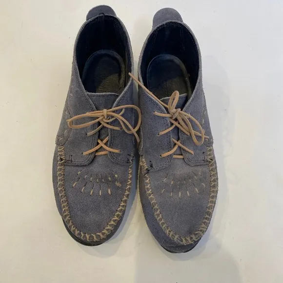 Minnetonka Lace Up Leather Suede Blue Chukka Women’s Moccasins Sz 8 - Image 2