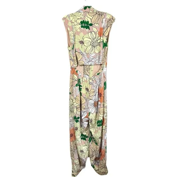 NWT Fate Floral Print‎ Open Back Jumpsuit Linen Womens Sz M Button Front Boho Yellow - Image 7