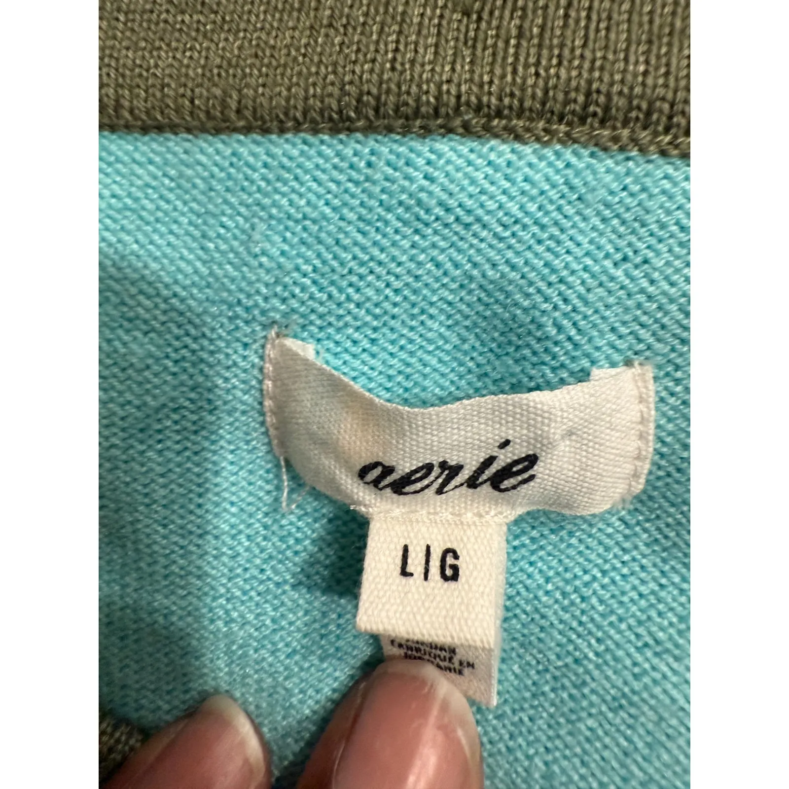 Aerie‎ Olive Green Knit Crochet Strapless Tube Top Summer Festival Large L - Image 3