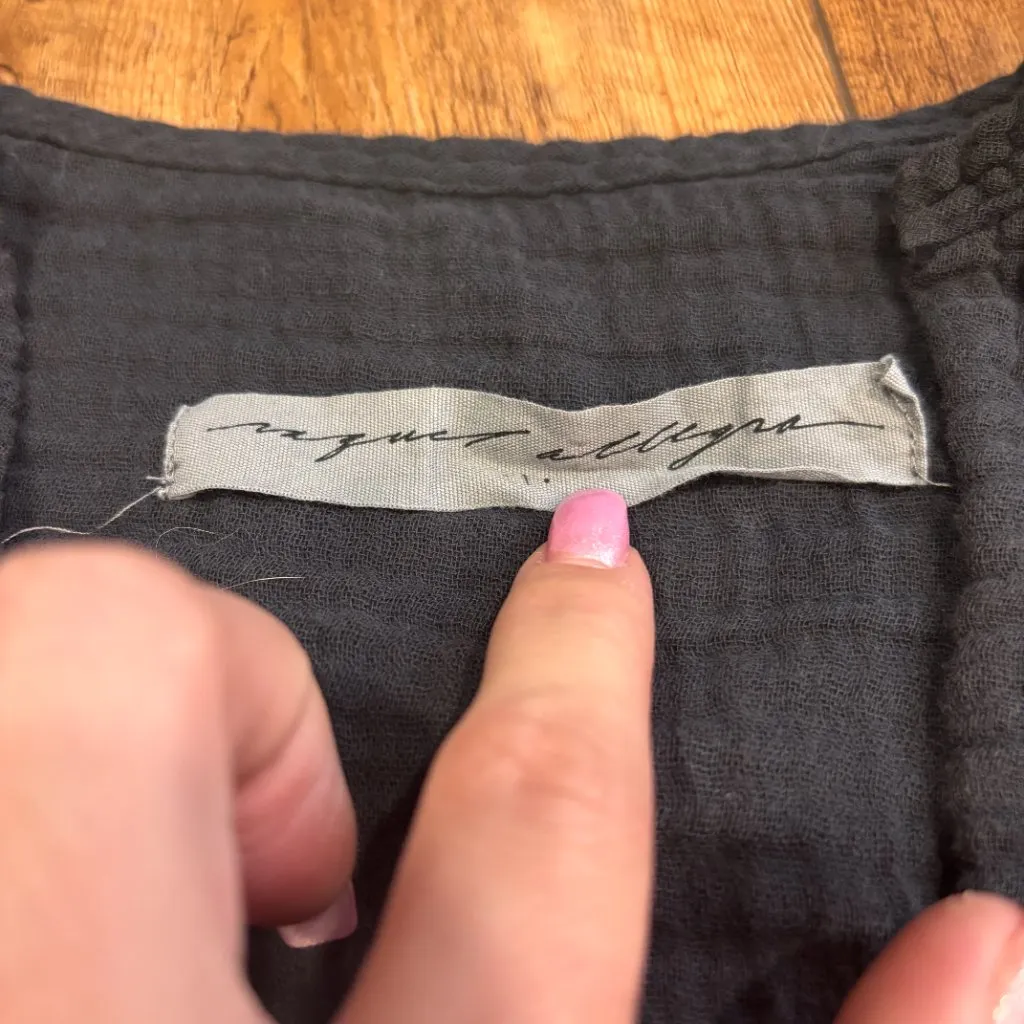 RAQUEL ALLEGRA Luna Top Washed Out Black Womens Medium Made in USA - Image 5