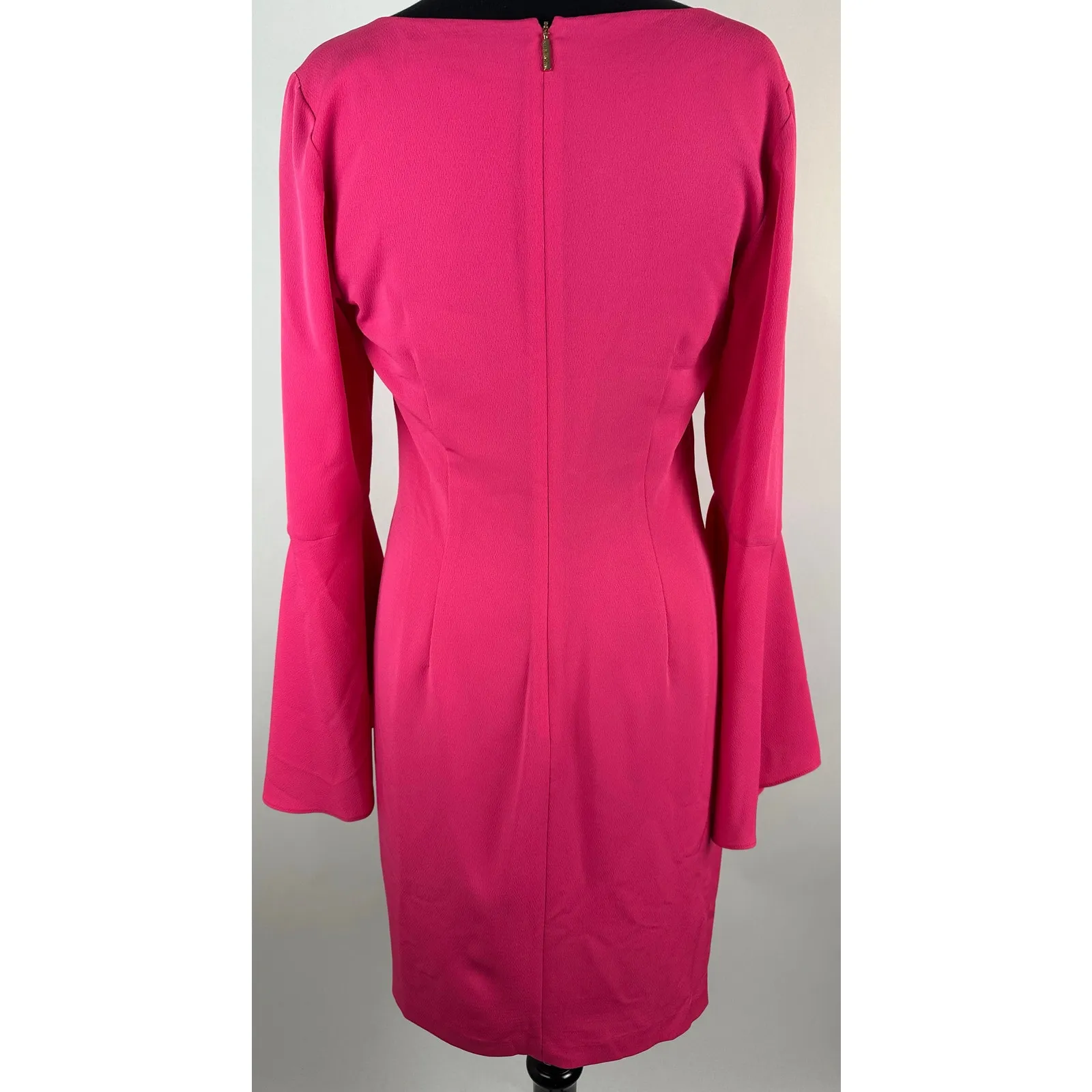 Karl Lagerfeld Paris Size 8 NWT Women's Hot Pink Knee Length Dress Bell Sleeves - Image 3
