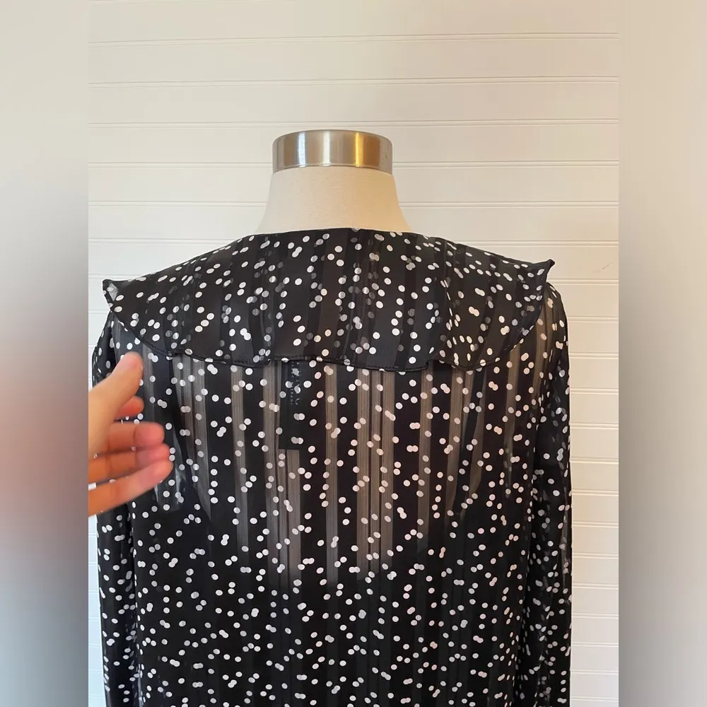 Isaac Mizrahi IMNYC Chiffon Ruffle Polka Dot Blouse Top - Image 6