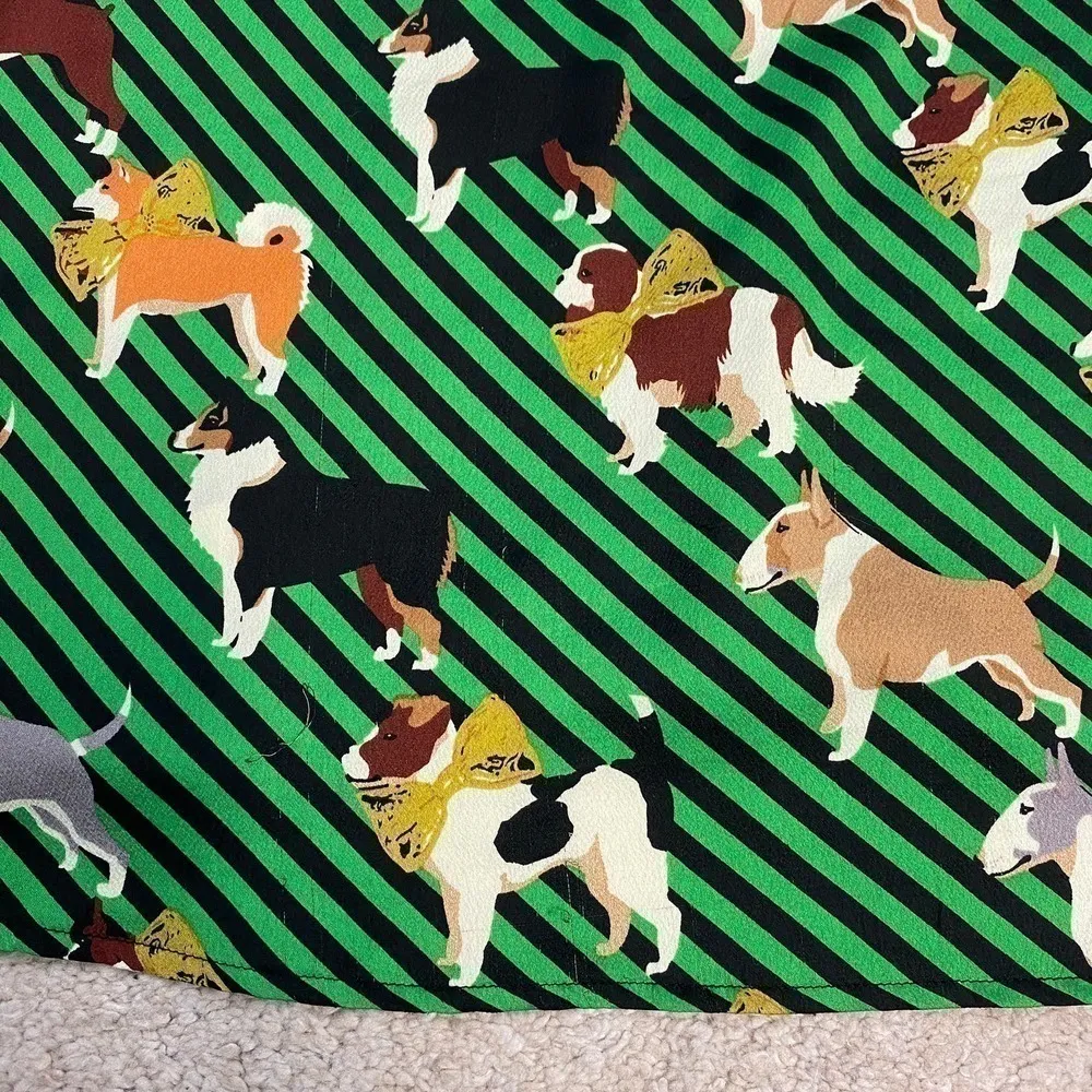 Louche Stripe Black Green Shiny Dog Print Shirt Size US 10 - Image 8