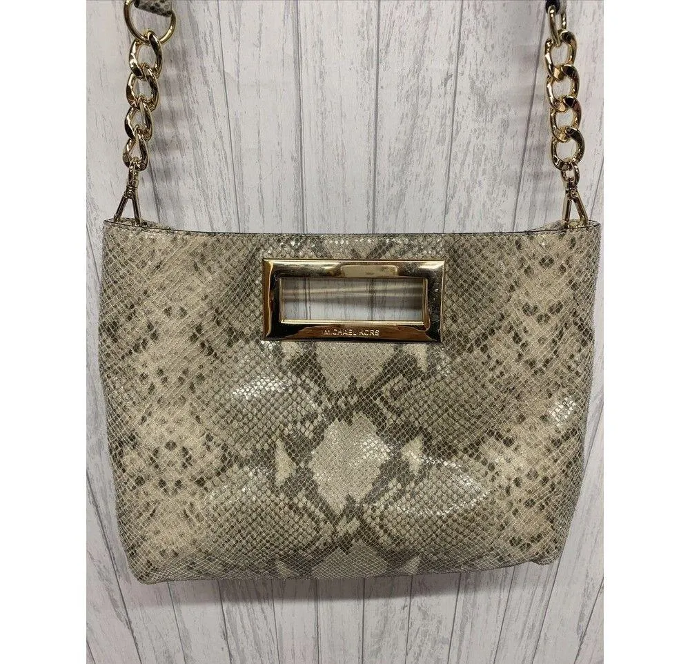 Womens Michael Kors Snake Print Crossbody Clutch Bag EUC - Image 3
