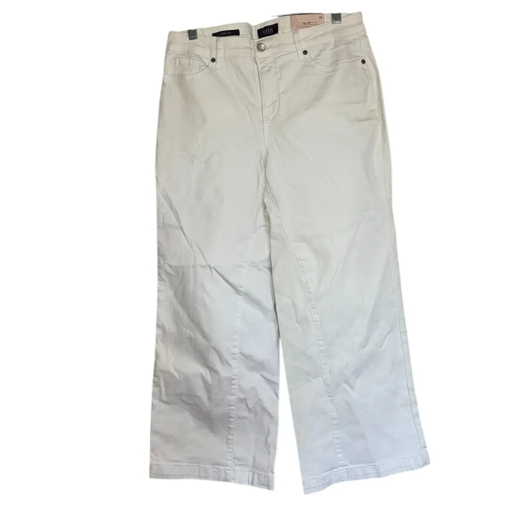 NWT NYDJ Teresa Wide Leg Ankle Jeans In Optic White SZ-10 - Image 8