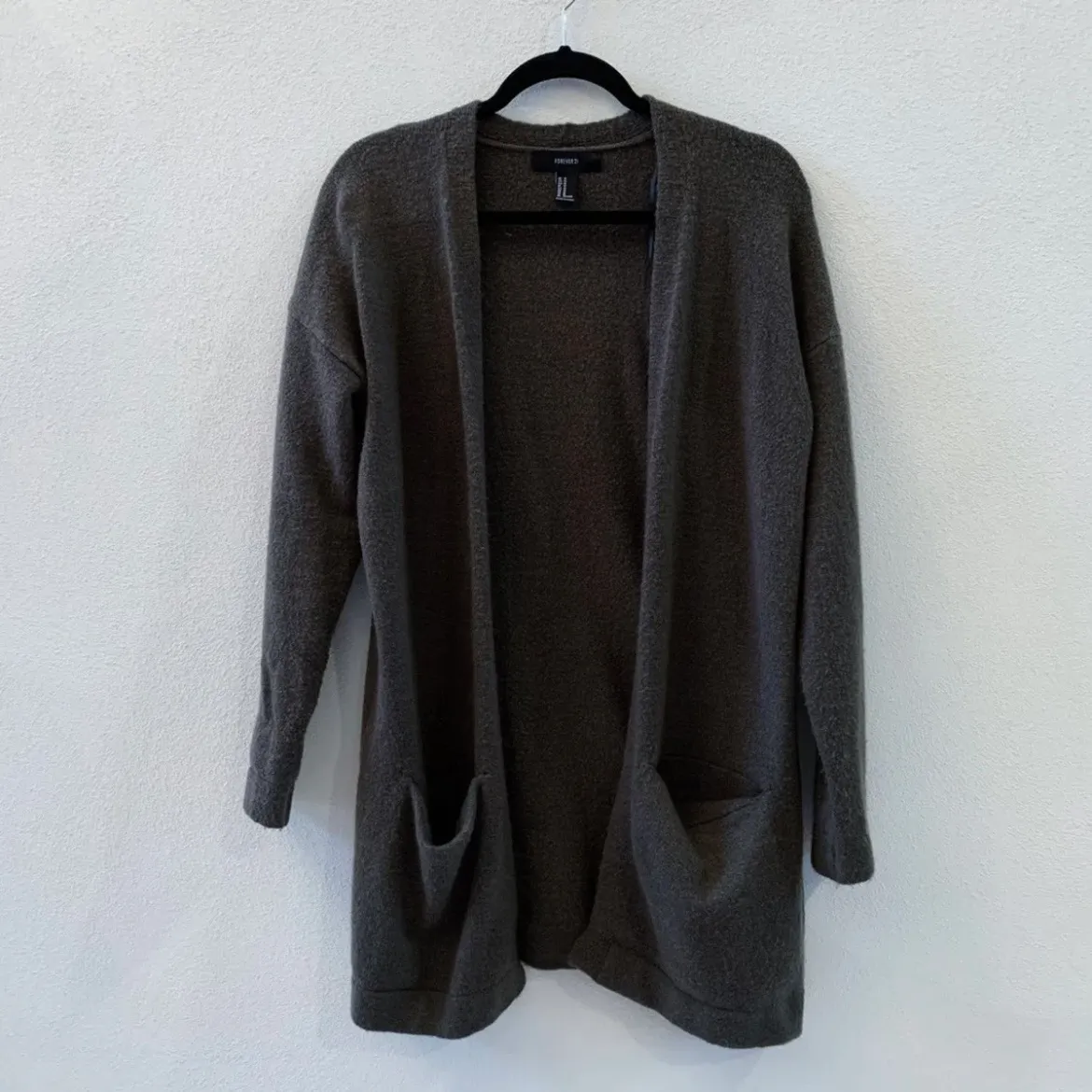 Long Grey Cardigan with Pockets - Image 4