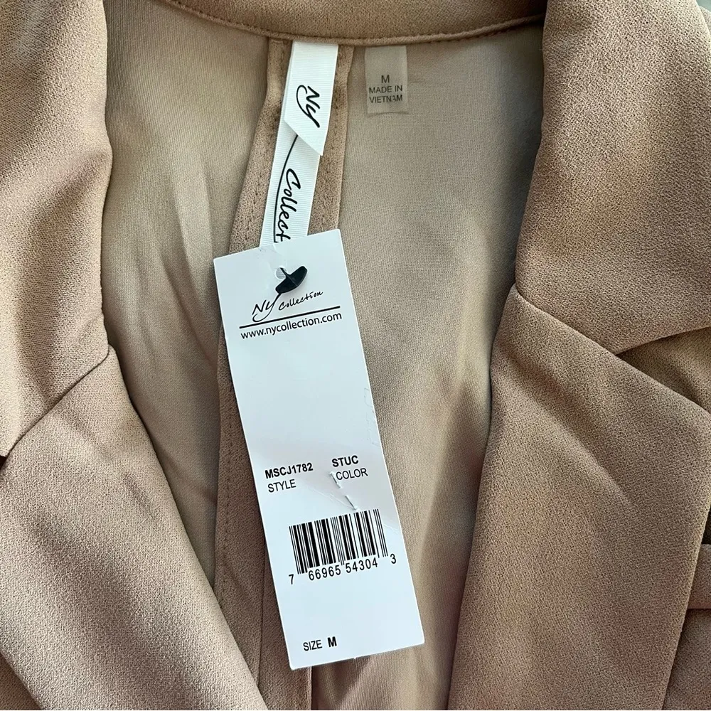 NY Collection Long Sleeve Double Breasted Crepe Jacket, Stucco Size M New w/Tag - Image 8
