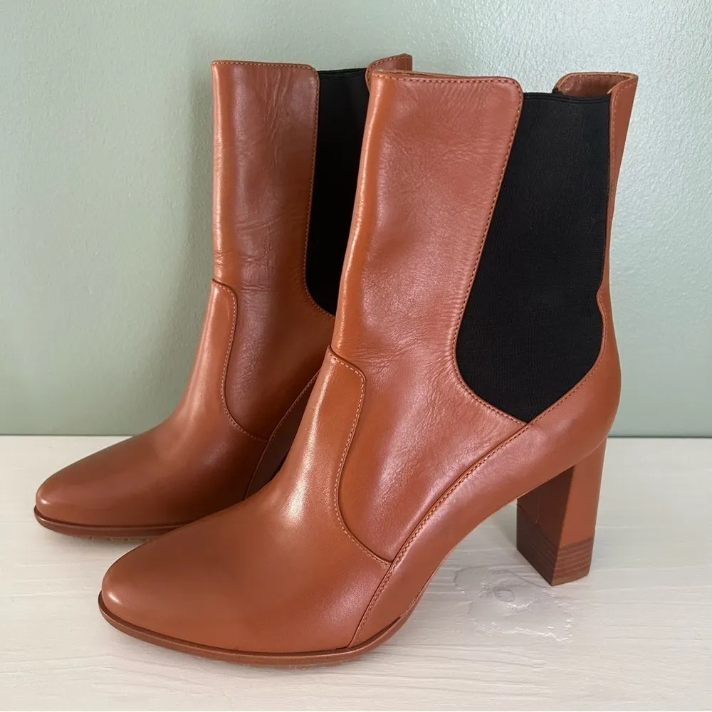 Ulla Johnson Clement High Heel Brown Leather Chelsea Bootie - Image 6
