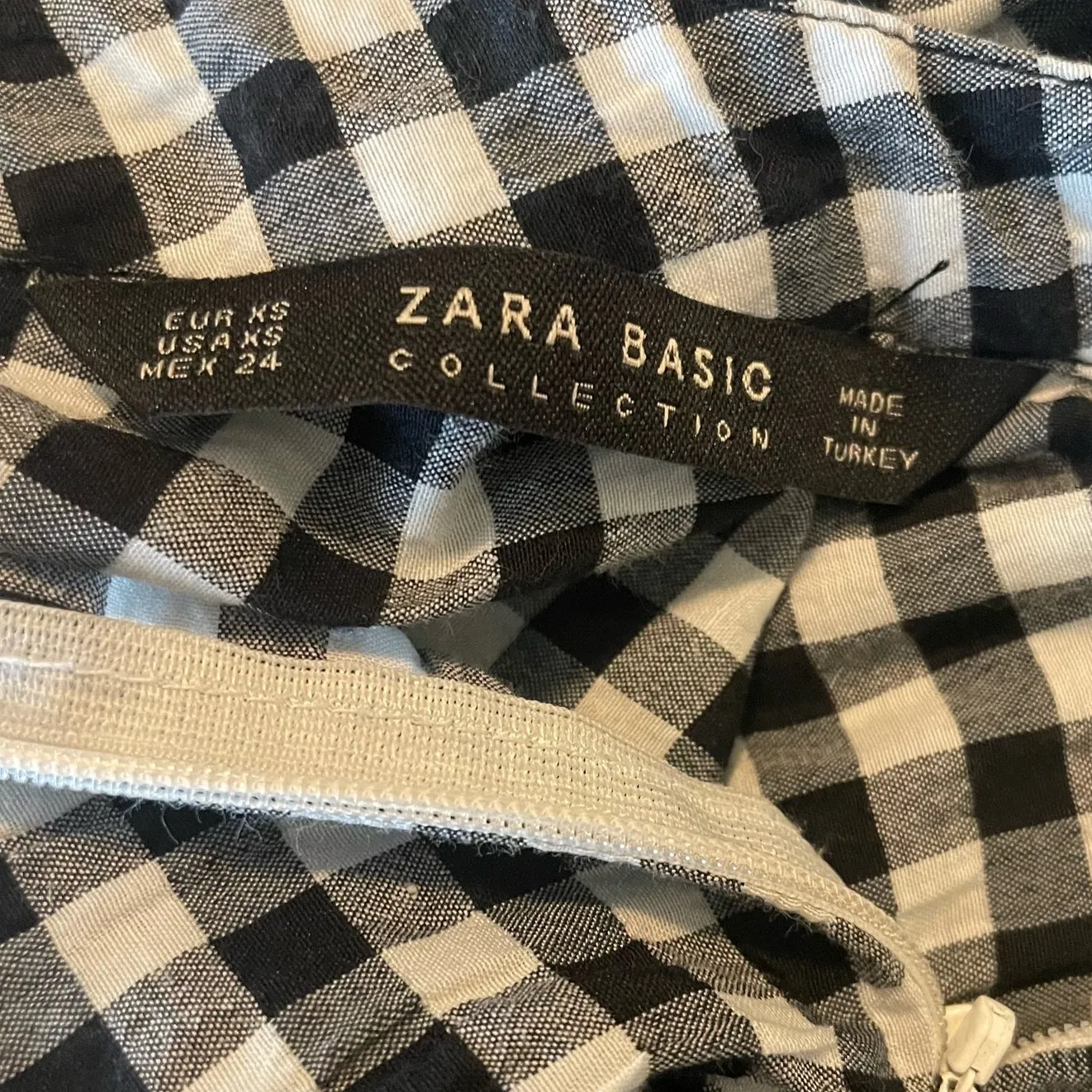 Zara Womens Crop Top XS Black White Gingham Check Ruffle Sleeve Preppy‎ Coastal - Image 2