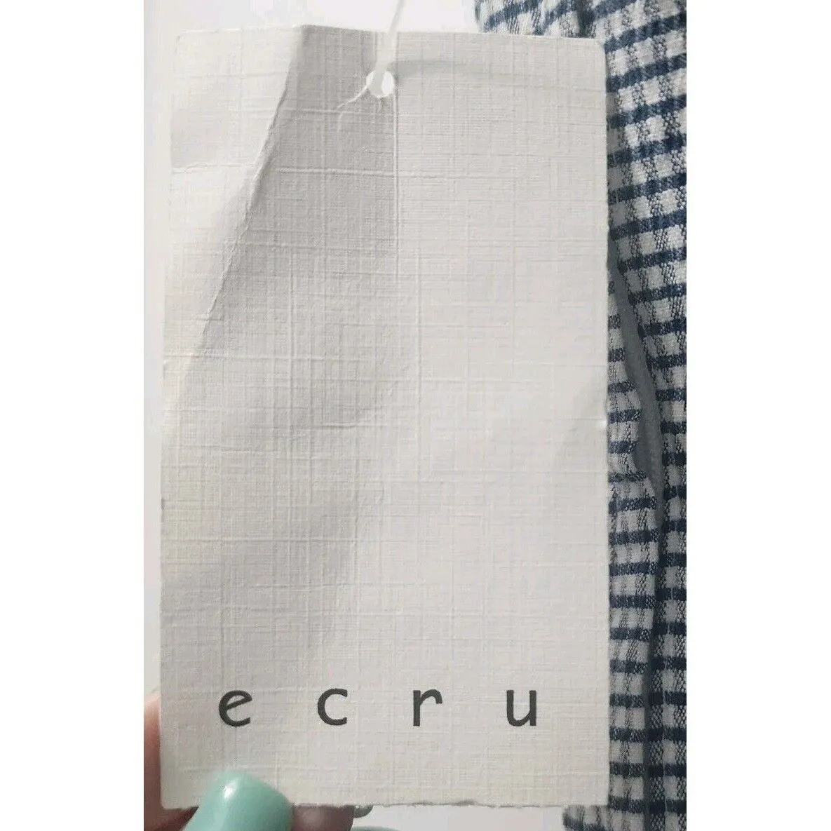 Vintage Ecru Gingham‎ Crop Top Sleeveless Tank Top Denim White New Size S - Image 4